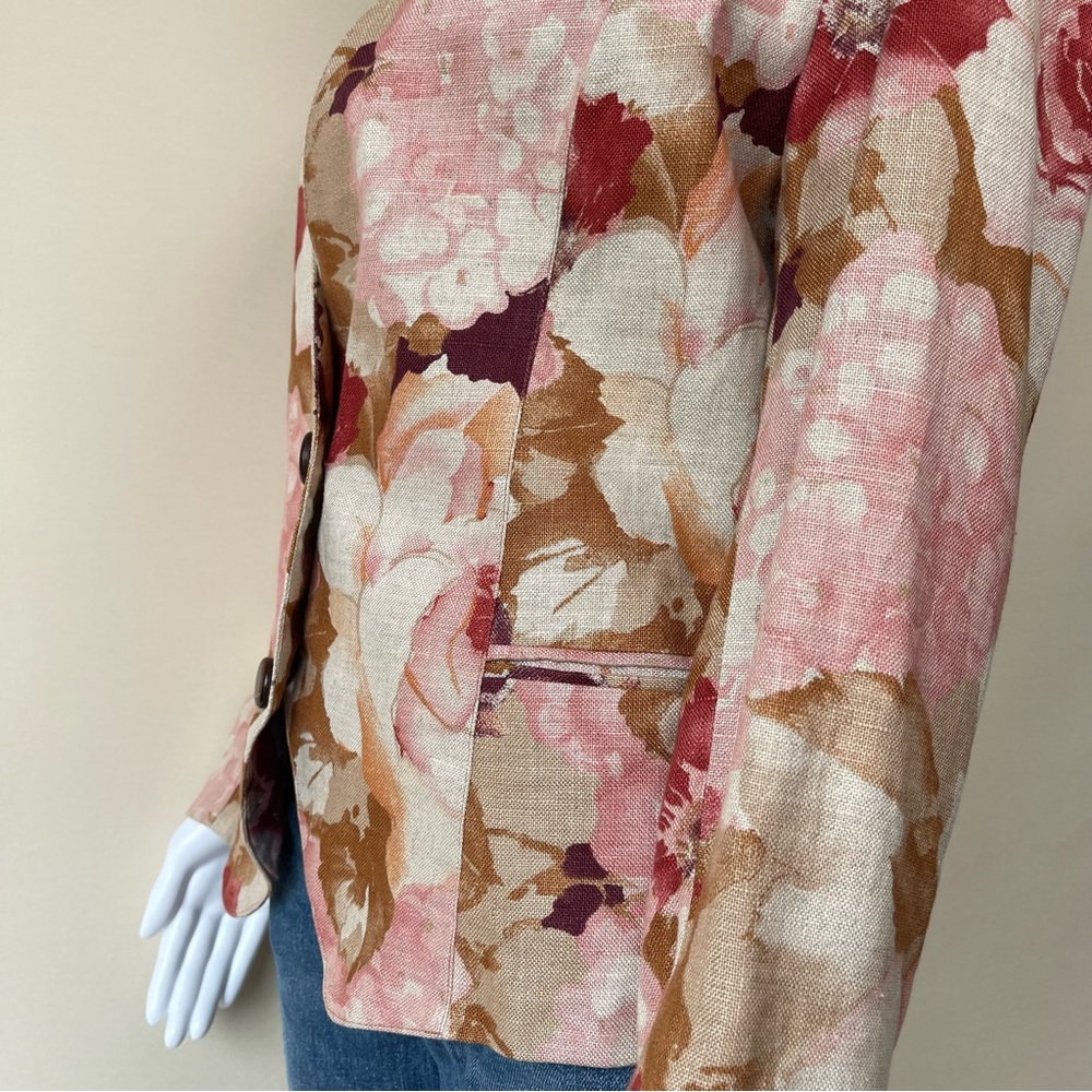 Vintage Burberry Burberry’s Floral Cropped Linen Jacket est sz M - Picture 16 of 16